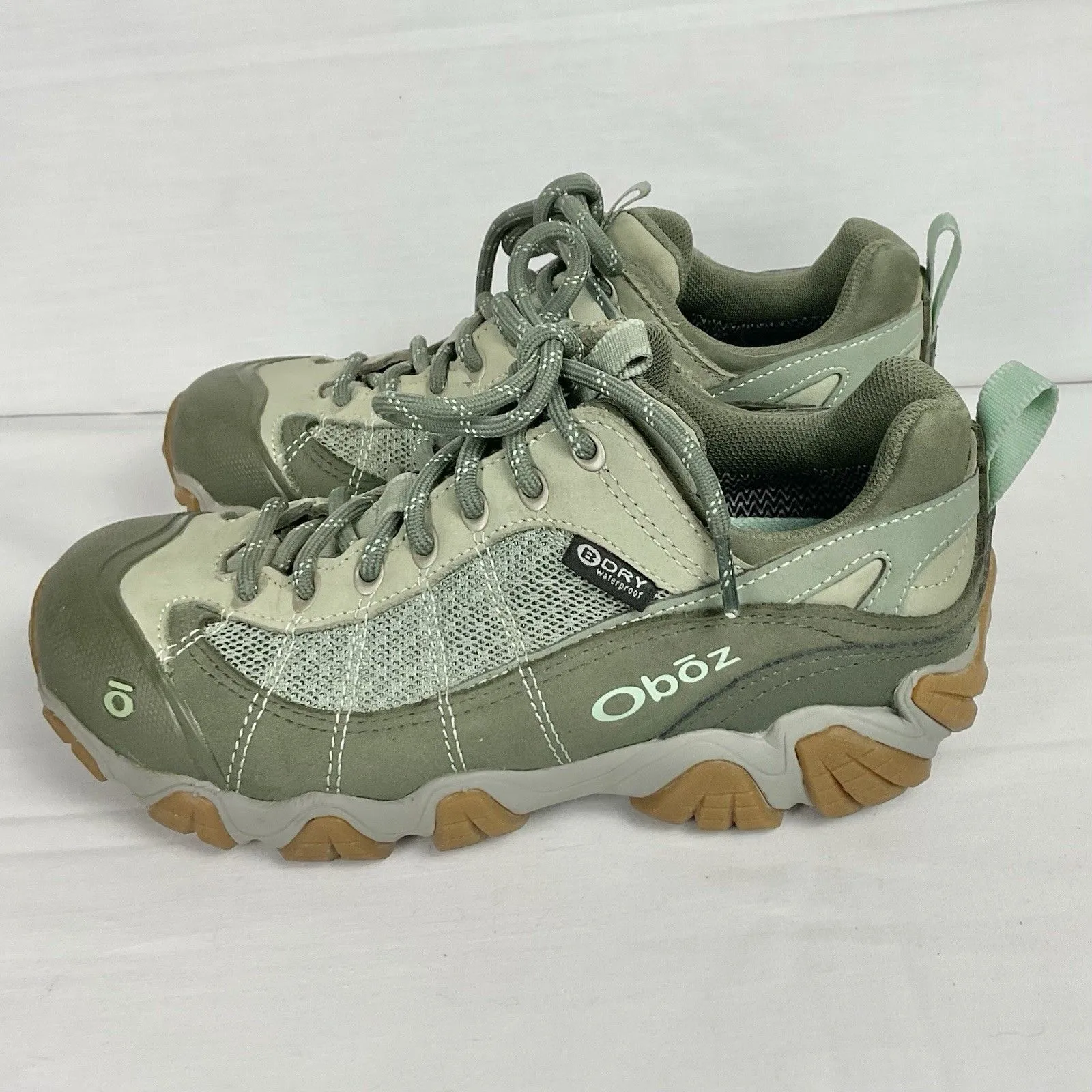 Oboz Firebrand II Hiking Boots Womens Sz 8.5 Low Waterproof Pale Moss Outdoor Green - Image 3