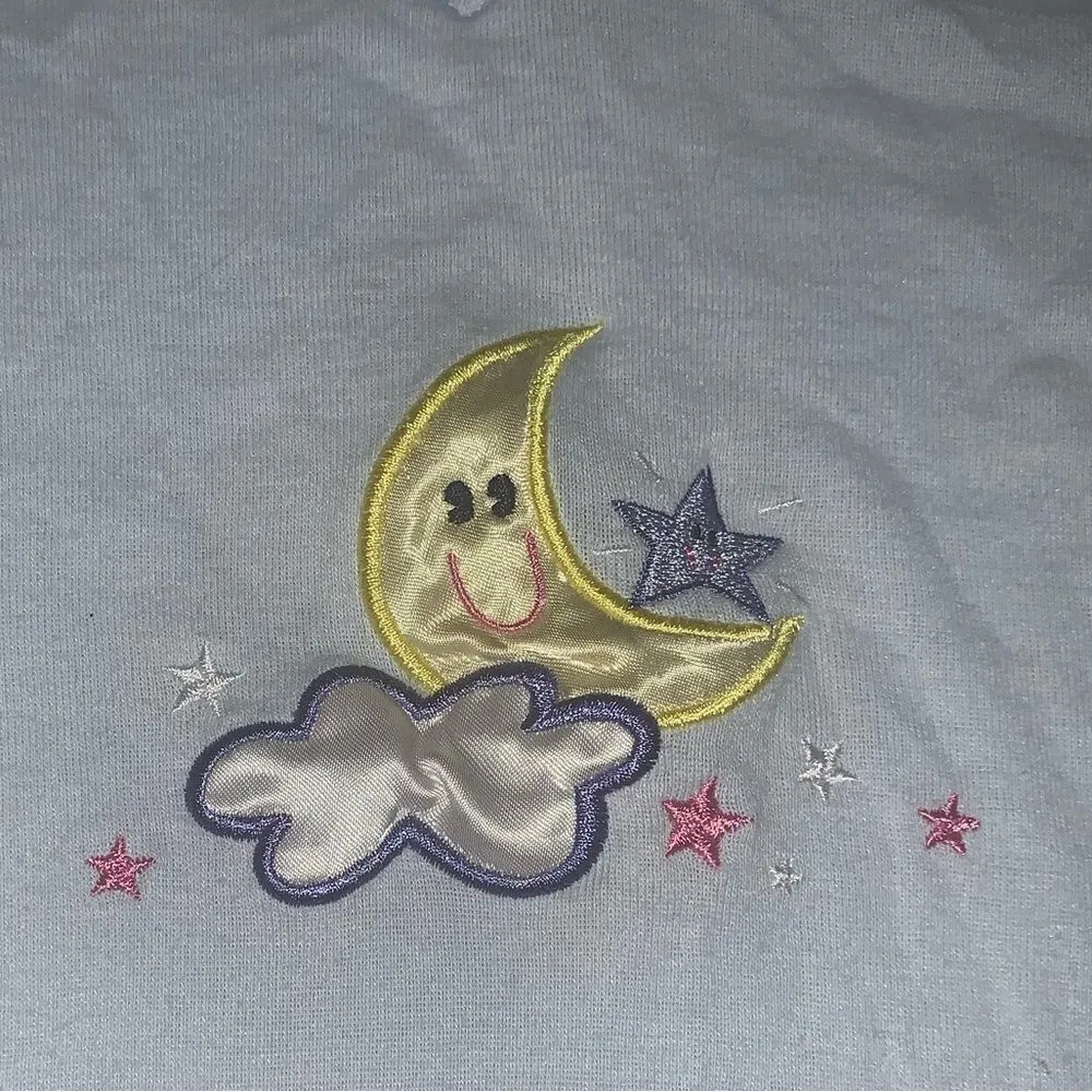 Vintage y2k embroidered sleep shirt Blue - Image 3