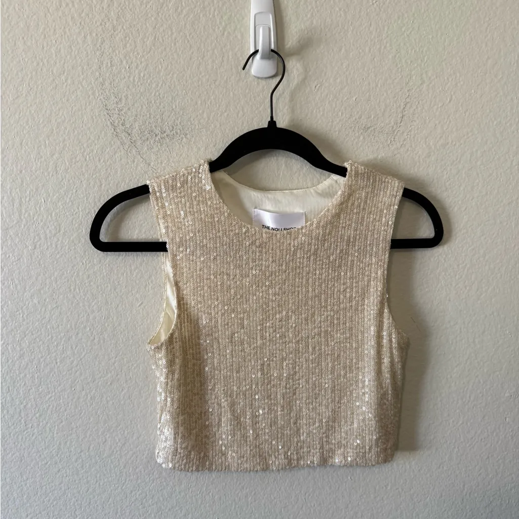 NWT THE NOLI SHOP Sequin Sculpt Brami Top Size XS Pearl New Years Eve Holiday - Image 4