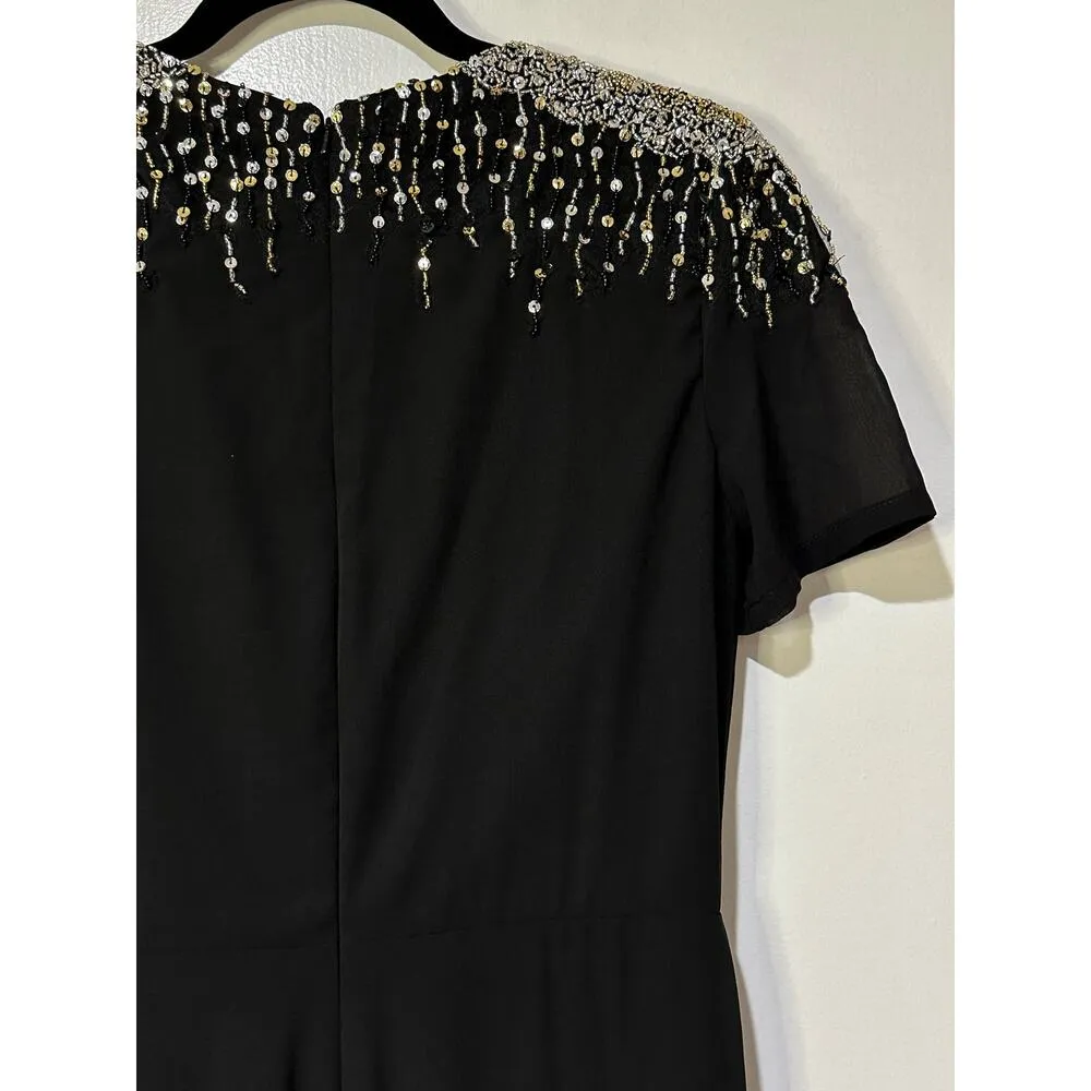 Ieena Mac Duggal Sequined Embellished Shoulder Evening Gown Size 8 NWOT #55704 Black - Image 13