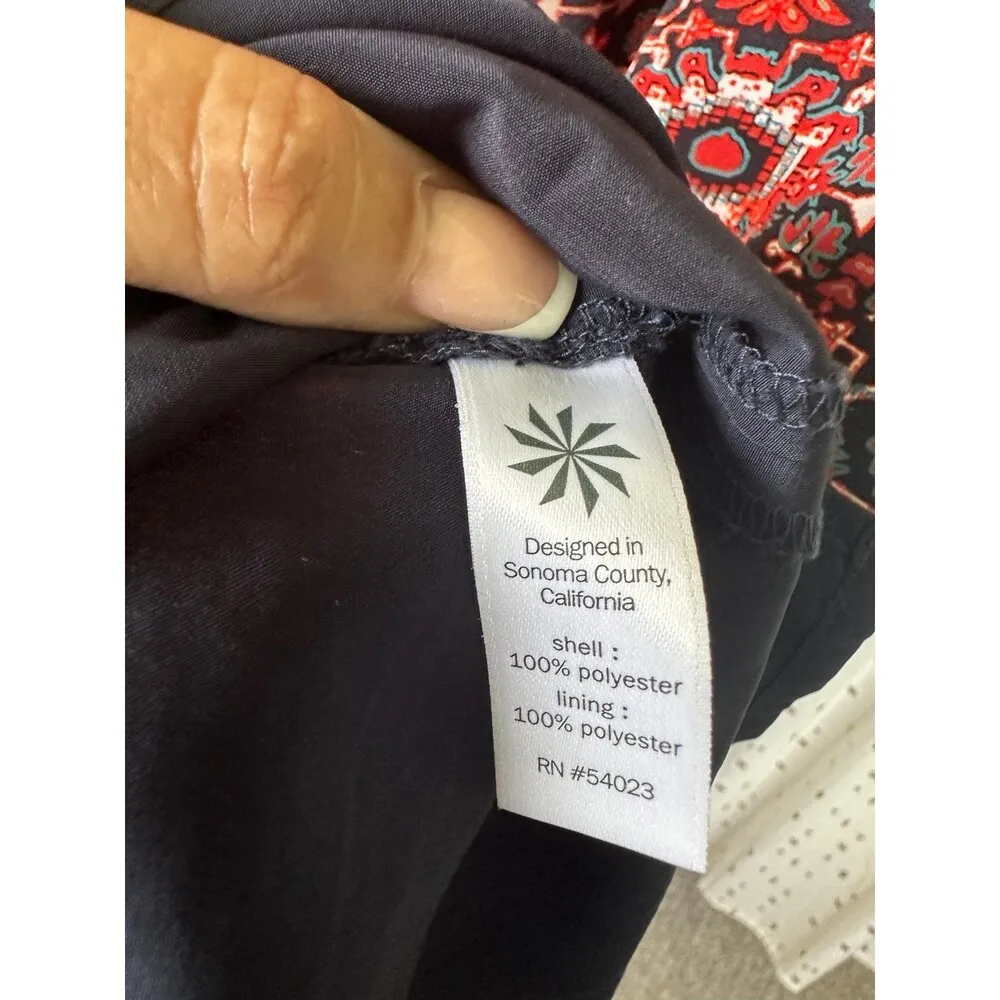 Athleta Martinique Mediterranean Sicilian Printed Faux Wrap Back Tassel Dress M - Image 7