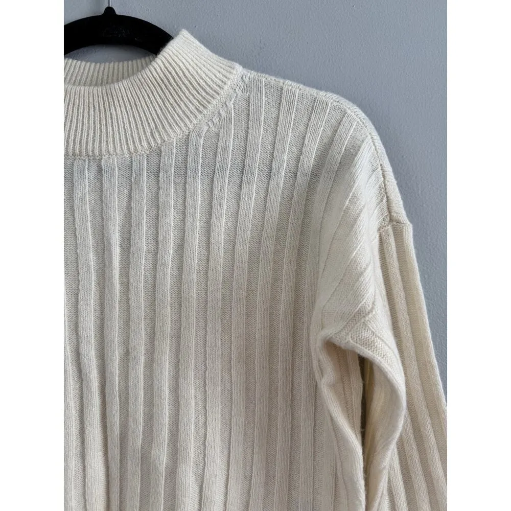 NWT Madewell Antique Cream Ribbed Mock Neck Crop Pullover Wool Sweater Size XXS - Image 6