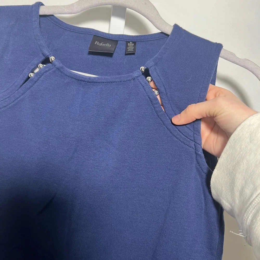 Rafaella Women’s Navy Tank Top With Cut Out Detailing - Image 3