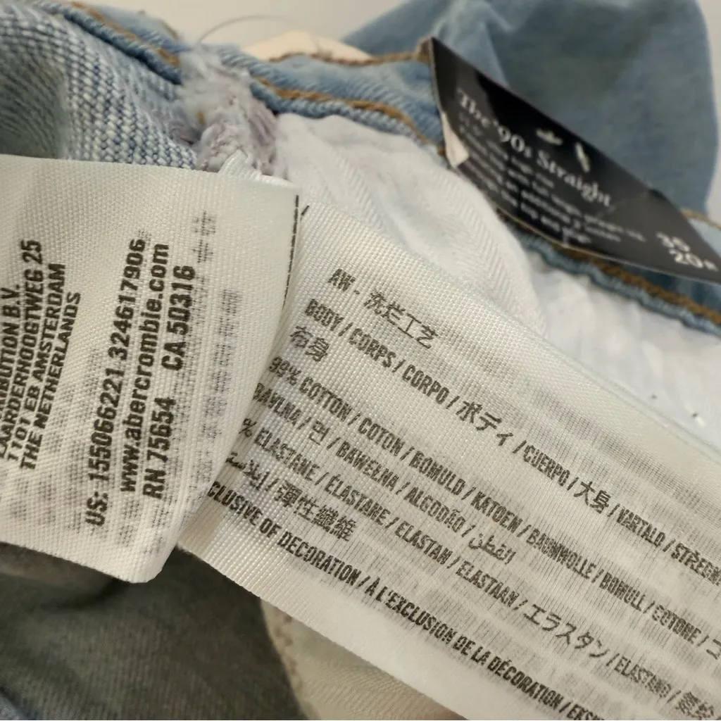 NWT Abercrombie & Fitch The 90s Relaxed Jean High Rise Curve Love SZ 35 / 20R 20 - Image 8