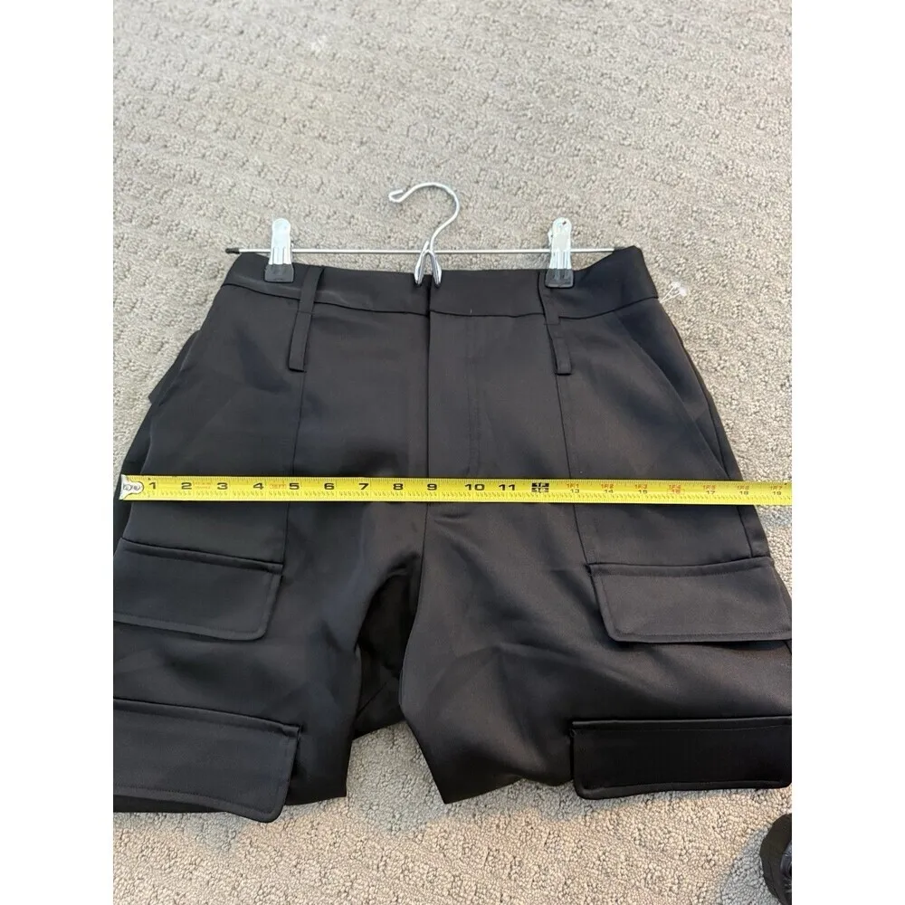 Noli MILAN SATIN CARGO PANT luxury mid rise side pockets women Black Size 2 - Image 8