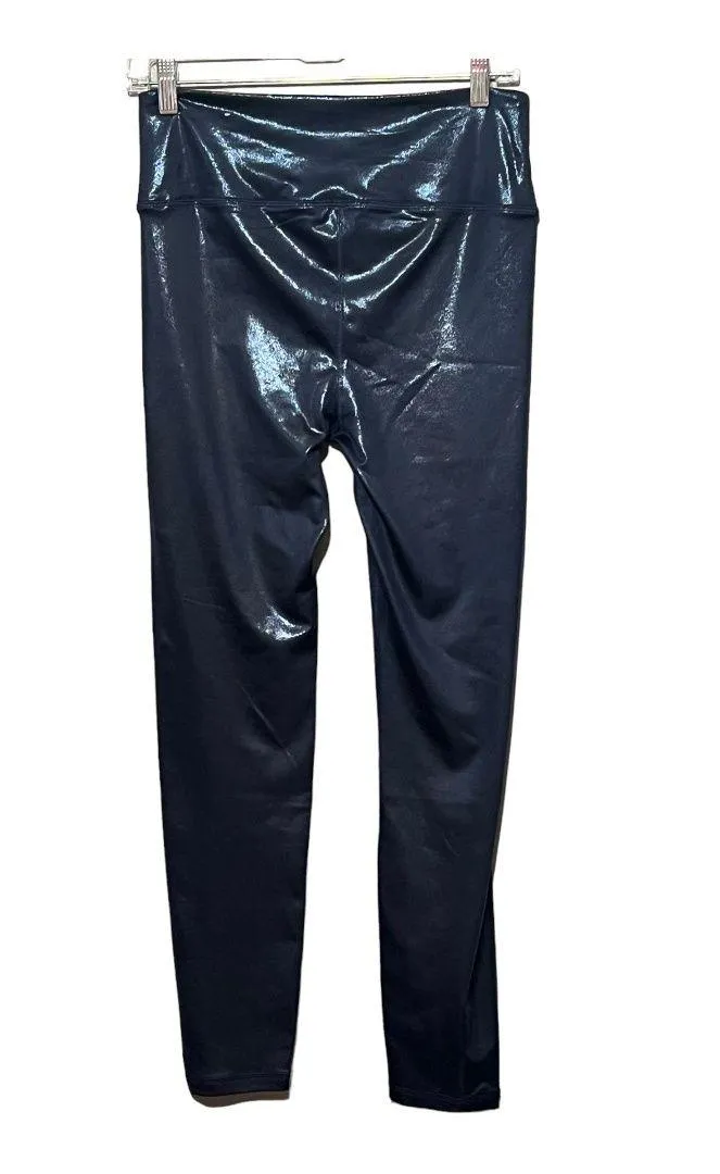 Metallic Blue Faux Leather High-Waist Legging/ Tight Pant 6 Long - Image 2