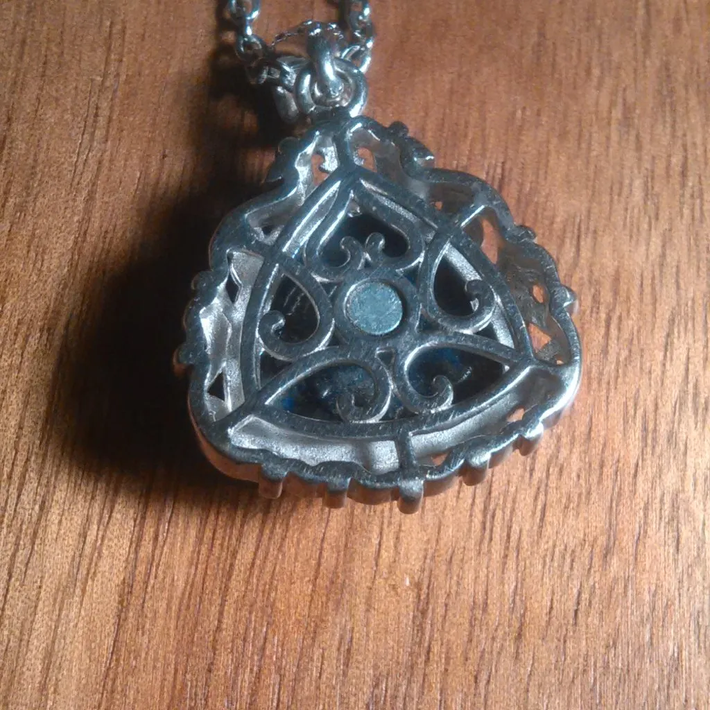 Lapis Lazuli Solitaire Copper Pendant Stainless Steel Necklace - Image 5