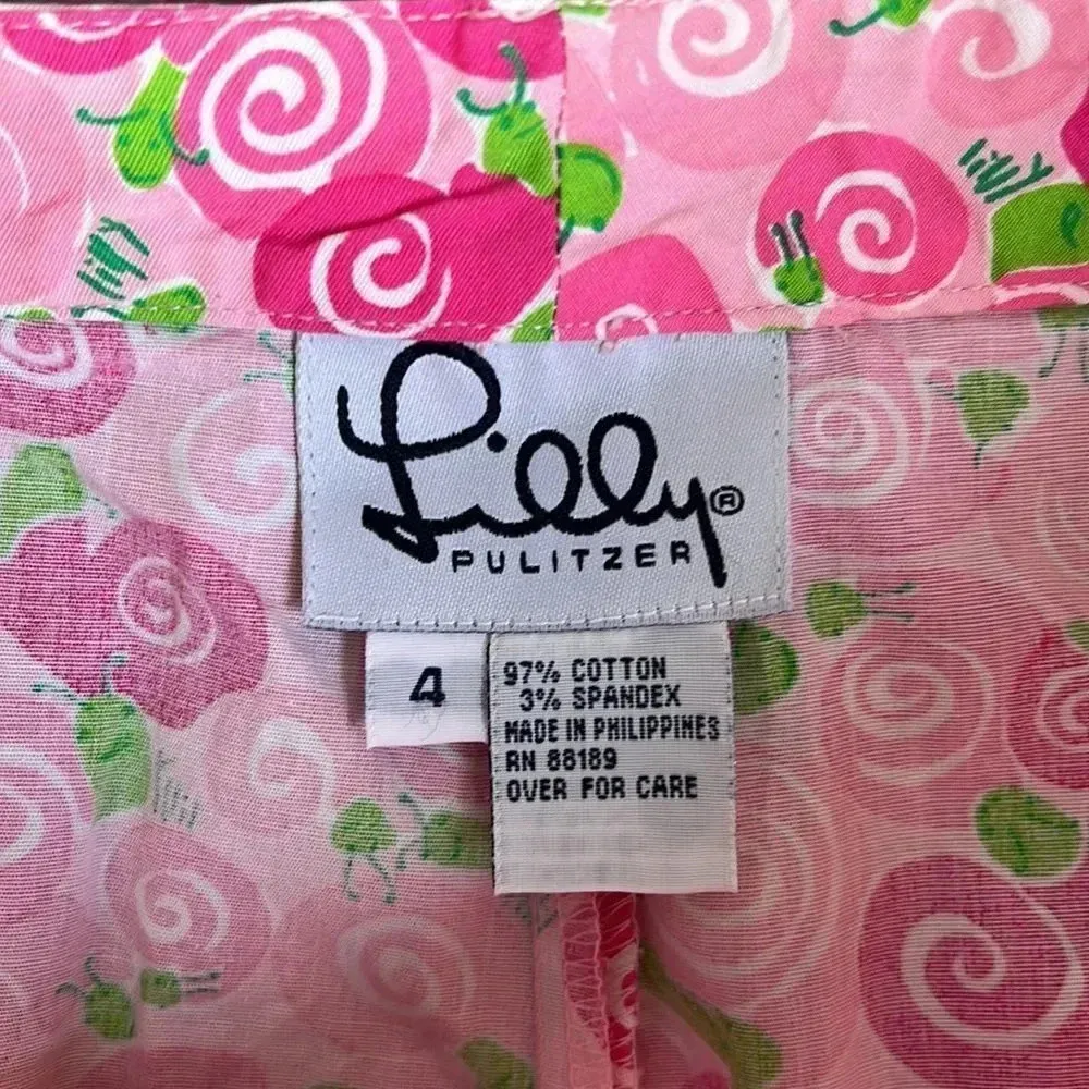 Lilly Pulitzer white label vintage Pink Rolls Royce Snail Print Capris pants - Image 5