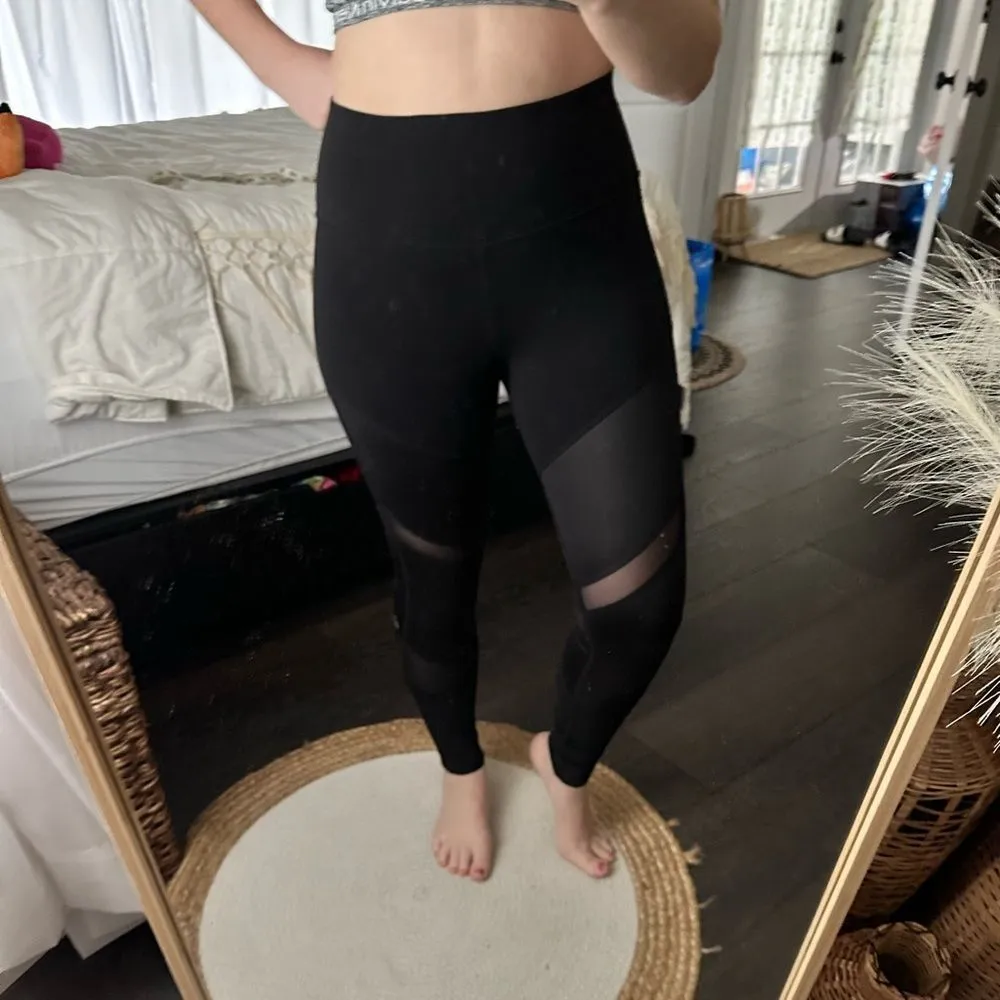 Alo Yoga Black Mesh Panel High Waisted Leggings - Image 3