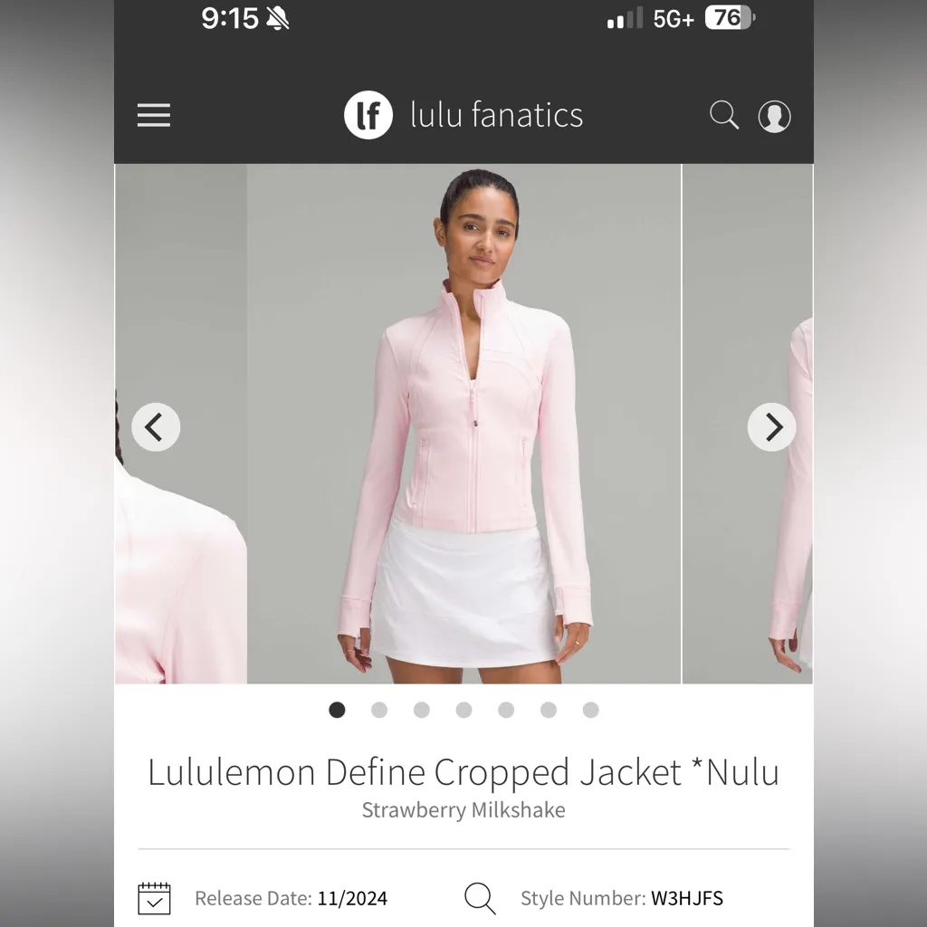 Strawberry Milkshake Define Cropped Jacket Lululemon 🍓💞🥛 - Image 13