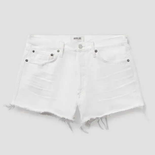 Agolde Parker Vintage Cutoff Cream repose Jean Shorts - Image 2