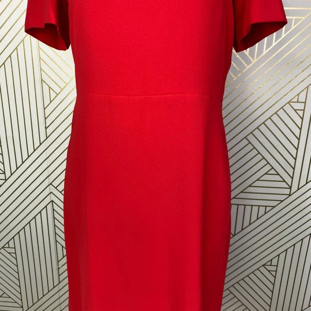 Gerard Darel Red Gold Grommet Neck Short Sleeve Sheath Dress Size‎ US 6 - Image 6