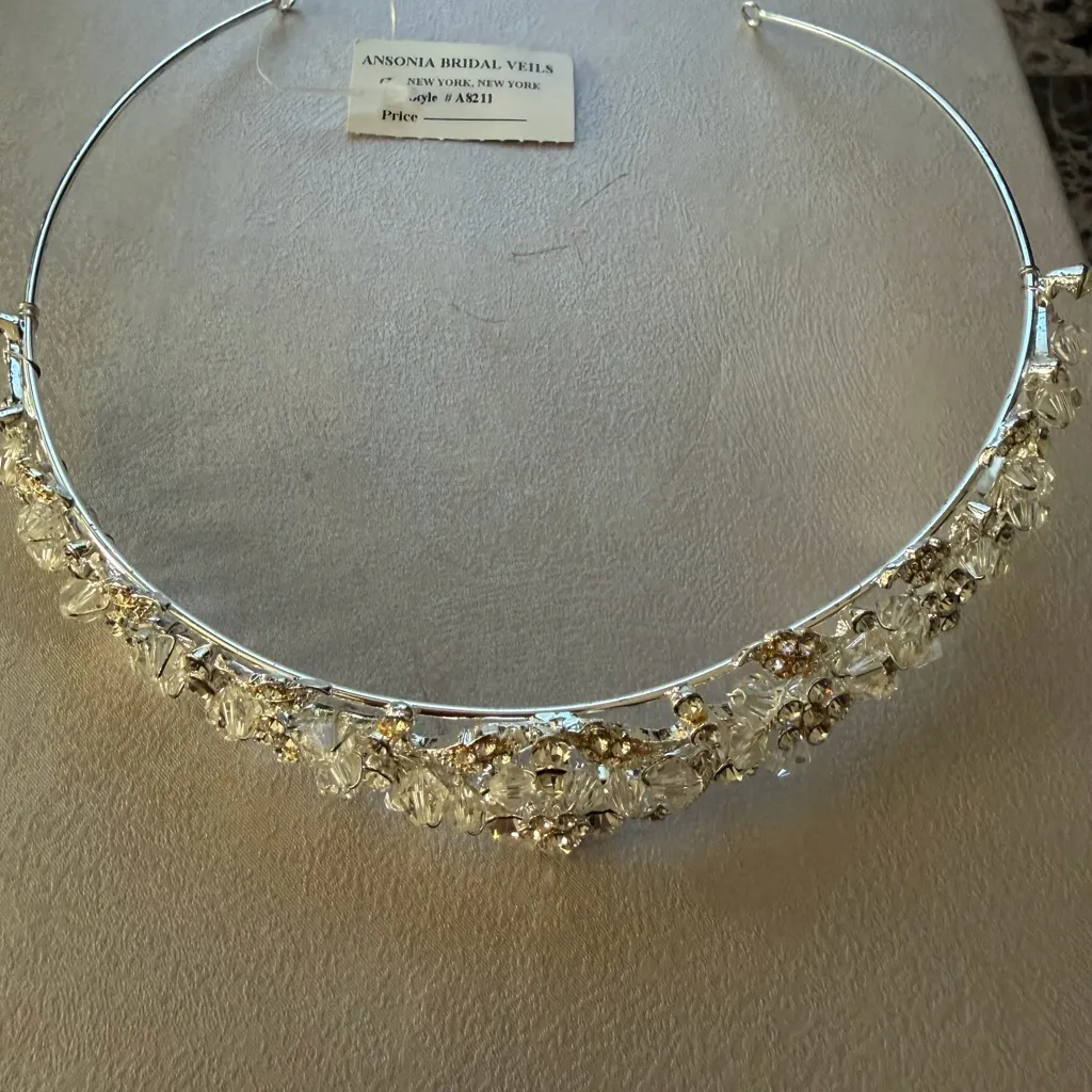 Ansonia of New York Veil Silver Bridal Rhinestone Tiara Brand New - Image 4