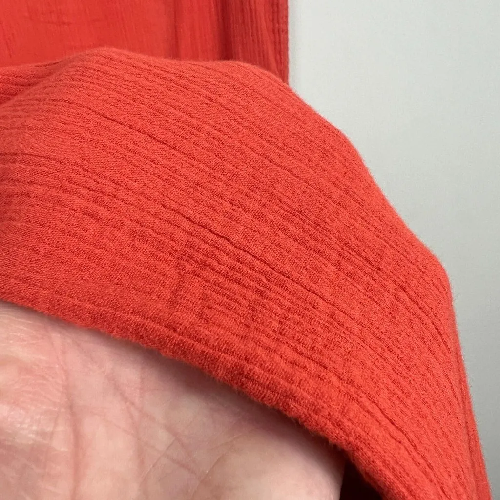 Sundance Pants Womens Small Orange Gauze Button Front Straight Leg Coastal Beach - Image 3