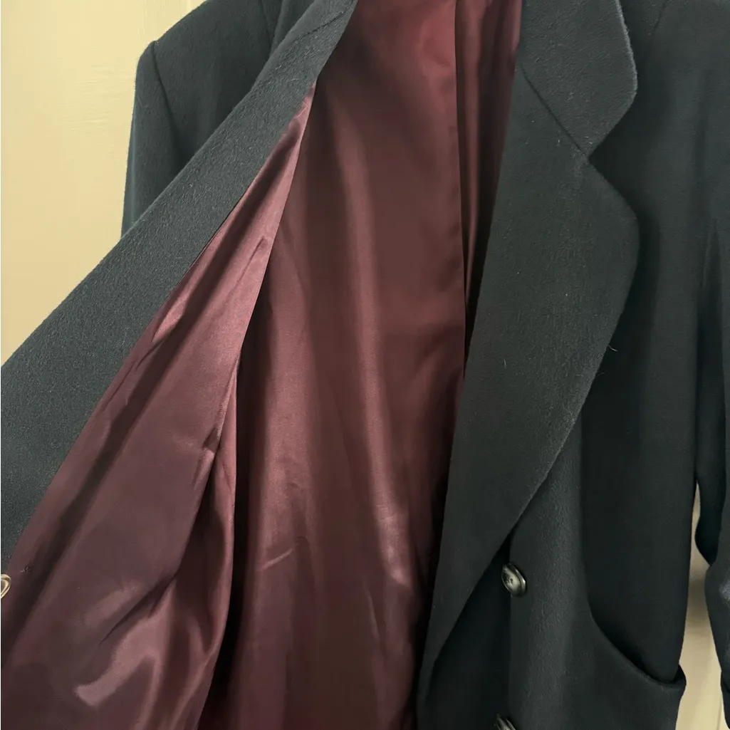 Adolfo Navy Blue Wool Trench Coat - Image 2