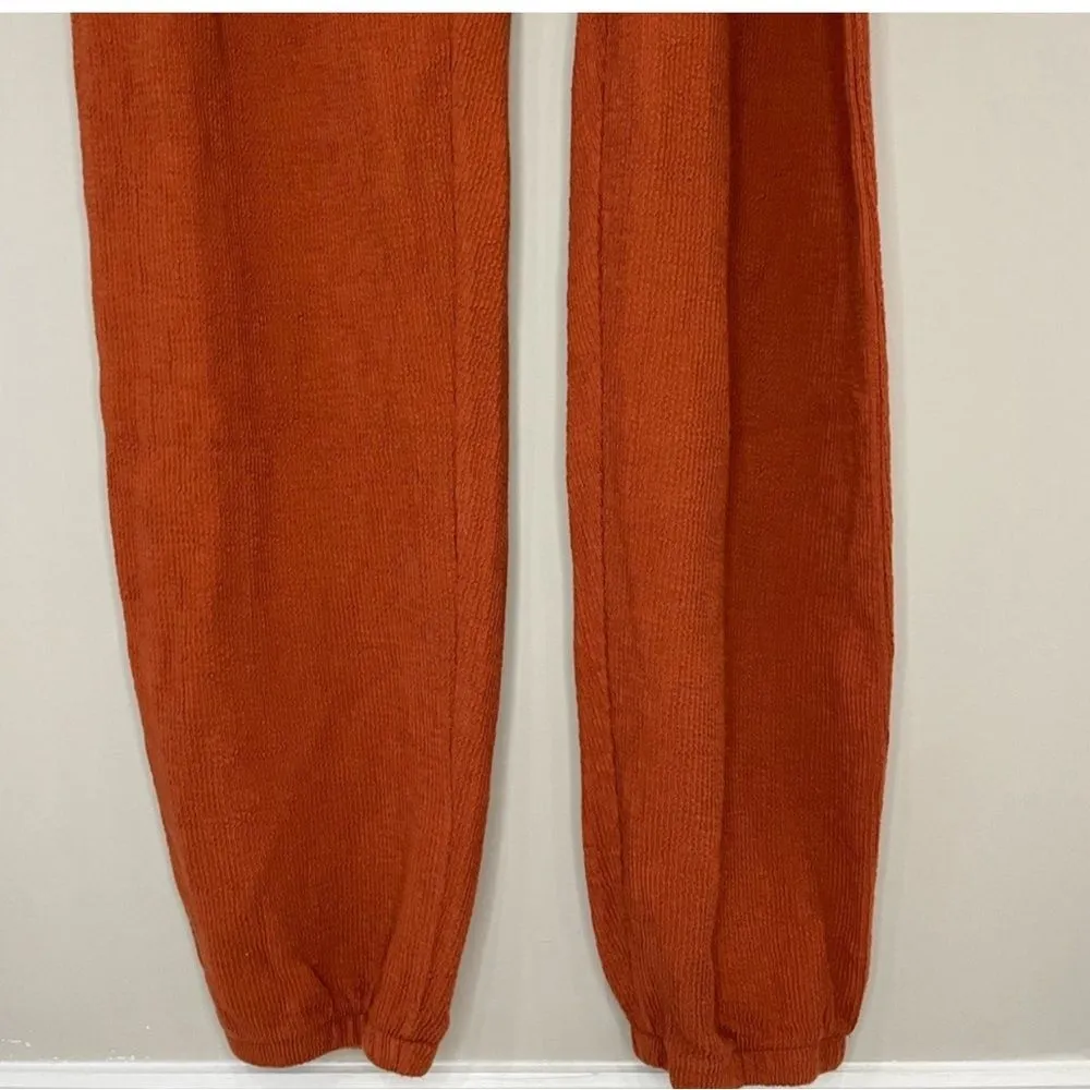 Madewell knit textured tie knot short sleeve rust color jumpsuit Medium - Image 7