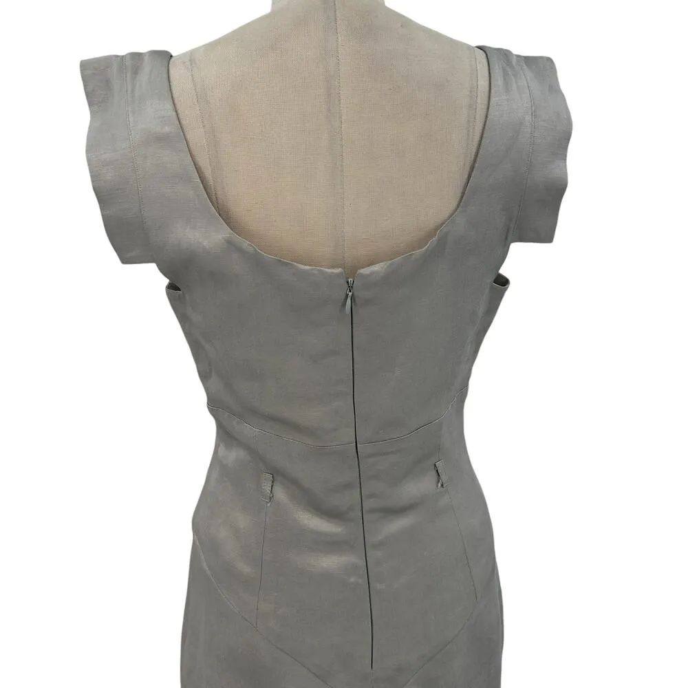 Black Halo Jackie O‎ Sheath Dress Pencil Straight Sleeveless Beige Gray Size 6 - Image 11