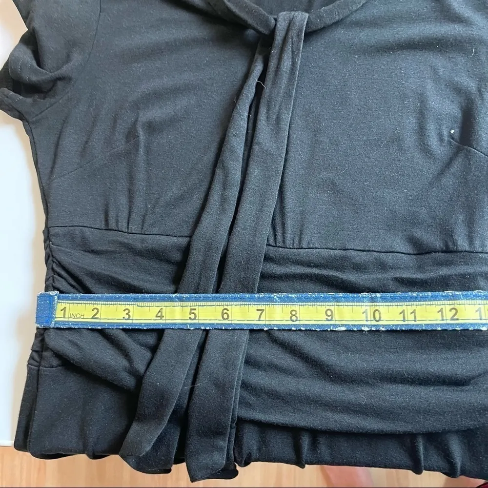 Women’s Dress Elegant Bow Swing Casual Party Vintage Ruched Stretch Medium Black - Image 11