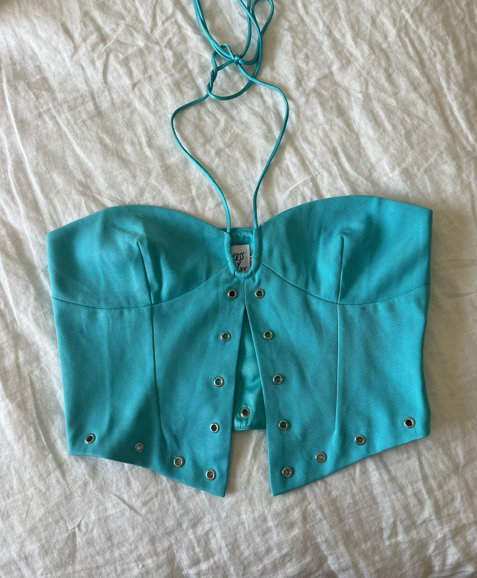 Princess Polly Halter Top Blue Size 4 - Image 2