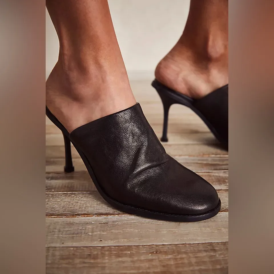 FREE PEOPLE Leila Heeled Mules 7.5 Black $178 Retail NEW - Image 4