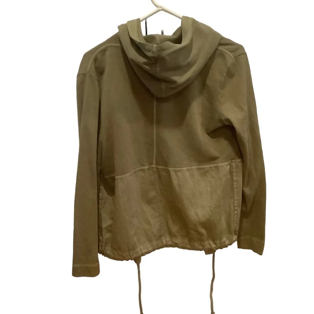 Anthropologie anorak utility jacket fatigue green hooded open front casual Sz XS - Image 9