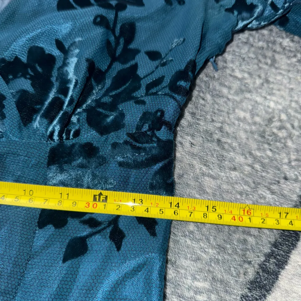 Newport News Blue V-Neck Bishop Sleeve Sundress Size 4 - Image 8