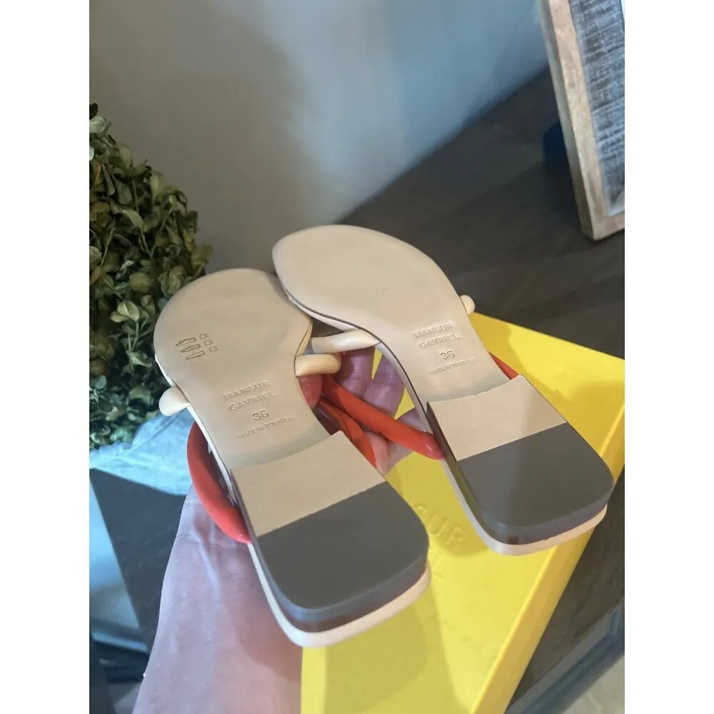 Mansur Gavriel Filo Flip Flops Sandals Sand/Papaya Womens Size 36 Orange - Image 10