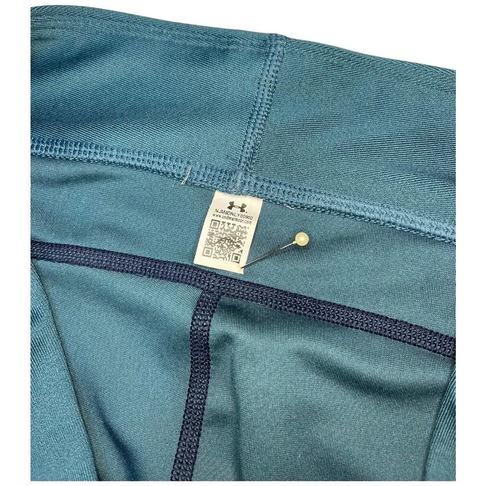 Under Armour Pants Womens Small Capri Leggings Heat Gear Printed Teal Green - Image 7