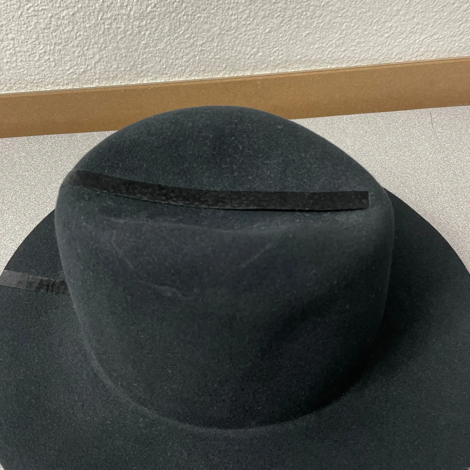 Janessa Leone Wool Fedora Hat Womens Medium Black Wide Brim Ribbon Stripe * - Image 7