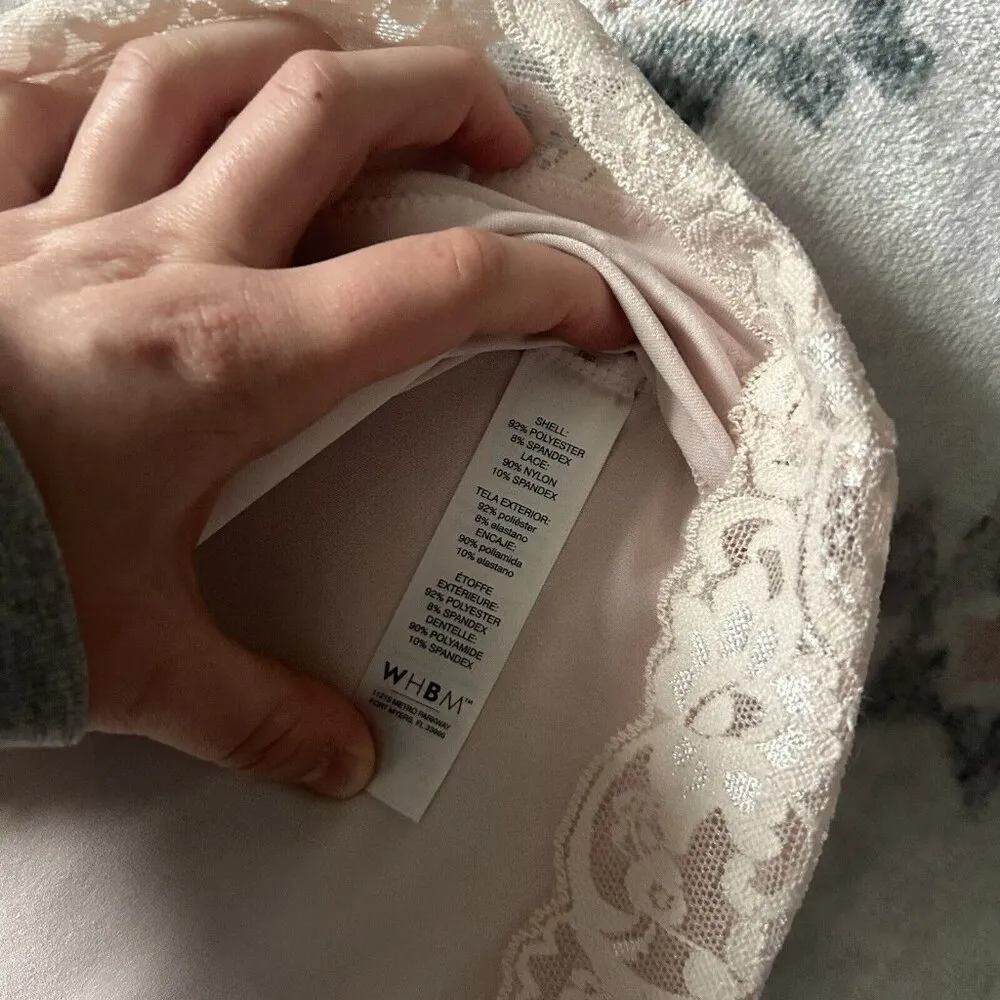 White House Black Market WHBM Camisole Cami Tank Babydoll Lace Pink Spaghetti - Image 4