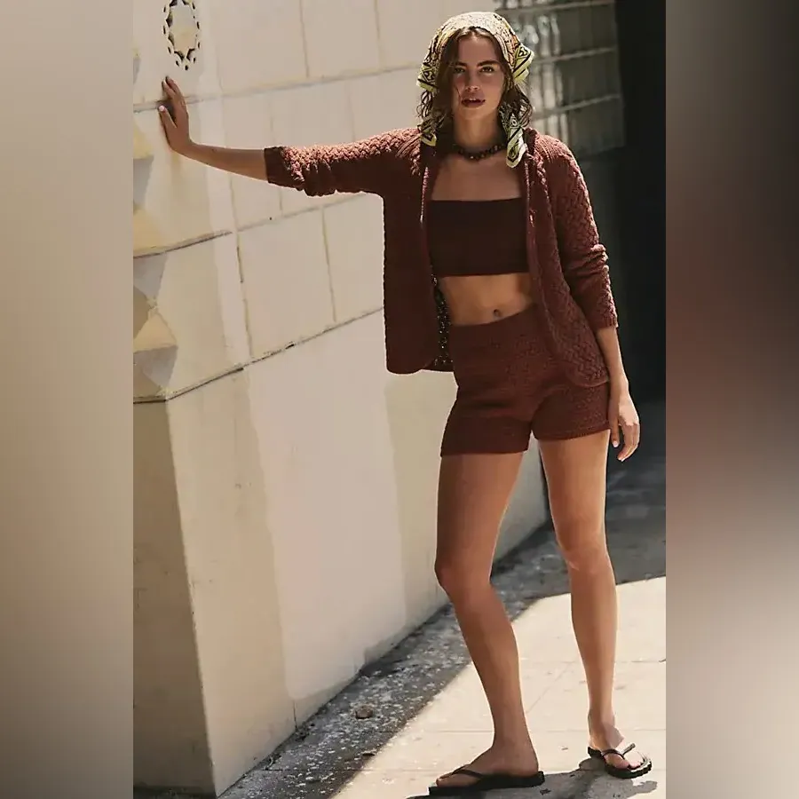 FREE PEOPLE Laguna Love Knit Sweater Set - Brownstone - Image 3