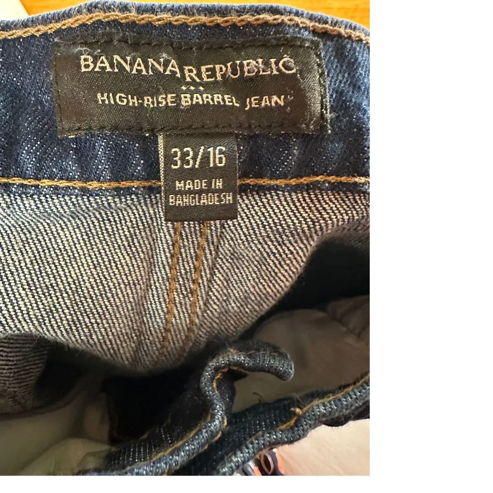 Banana Republic High Waisted Balloon‎ Leg Mom Jeans Relaxed Fit Dark Blue Denim - Image 6