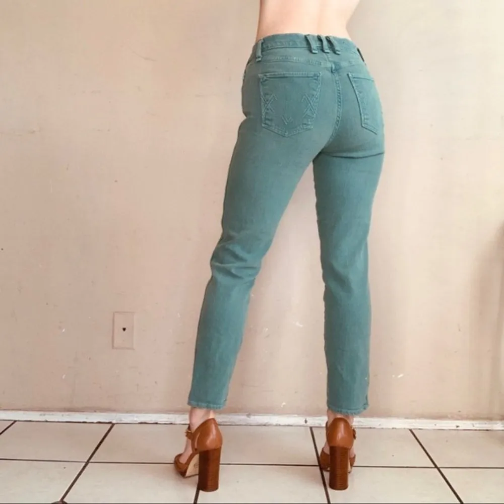 MCGUIRE Anthropologie Slim Green Straight Leg Jeans 25 - Image 7
