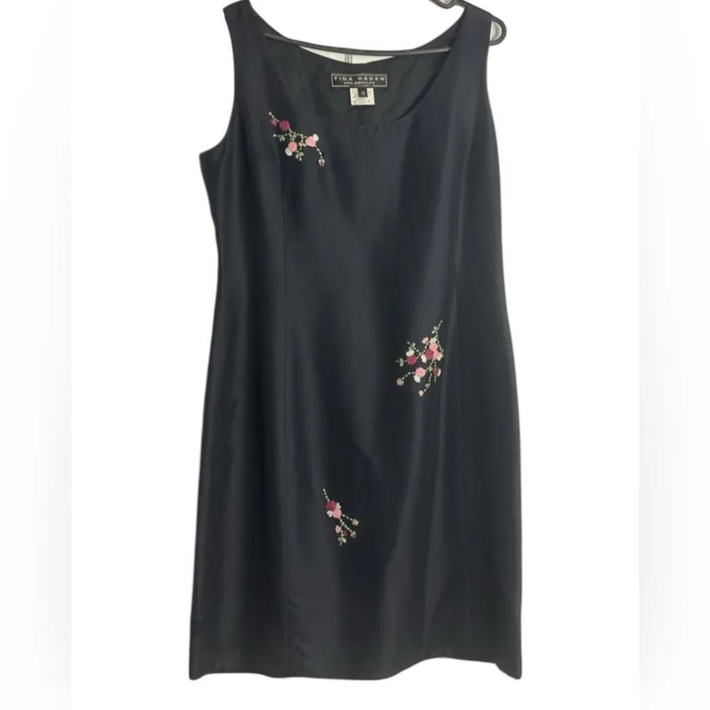 Tina Hagen L A Size 12 Vintage Silk Dress suit Black - Image 4