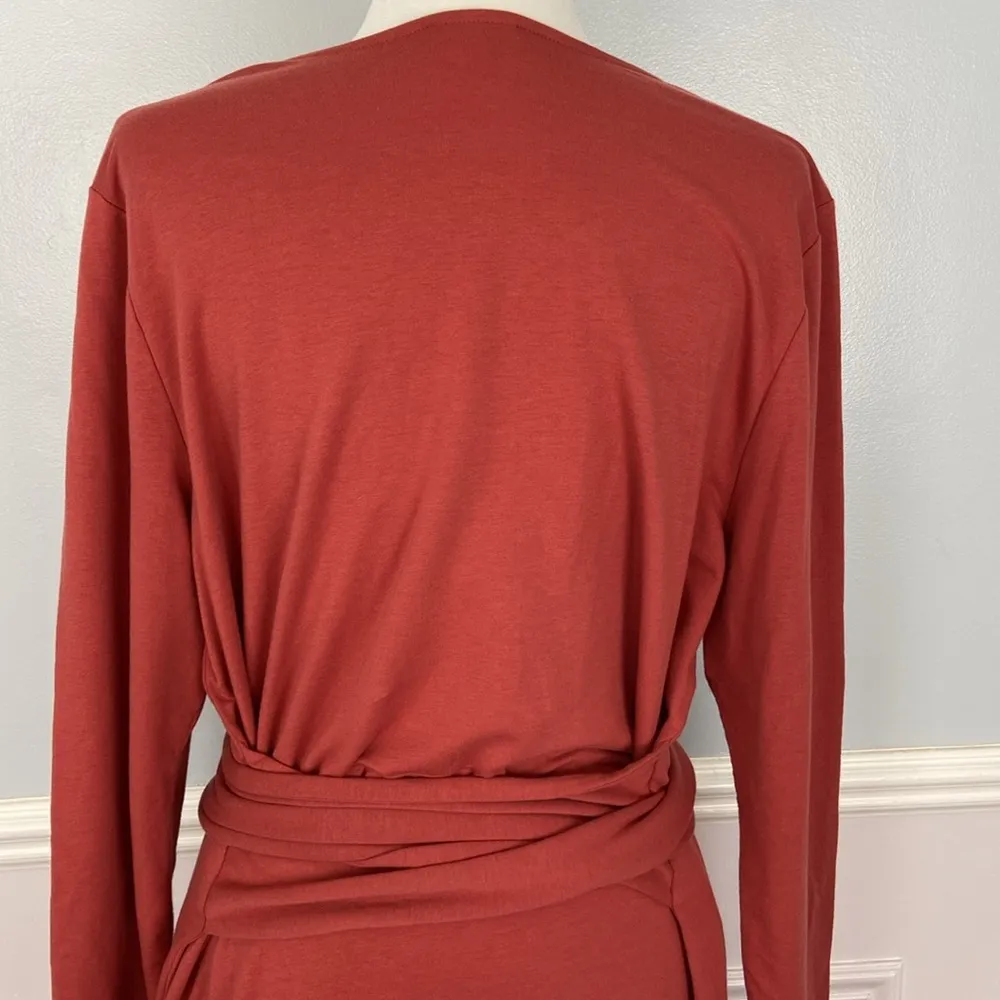 J. Jill Pure Brick Red Jersey Knit Side Slit Maxi Wrap Dress Size XL - Image 9