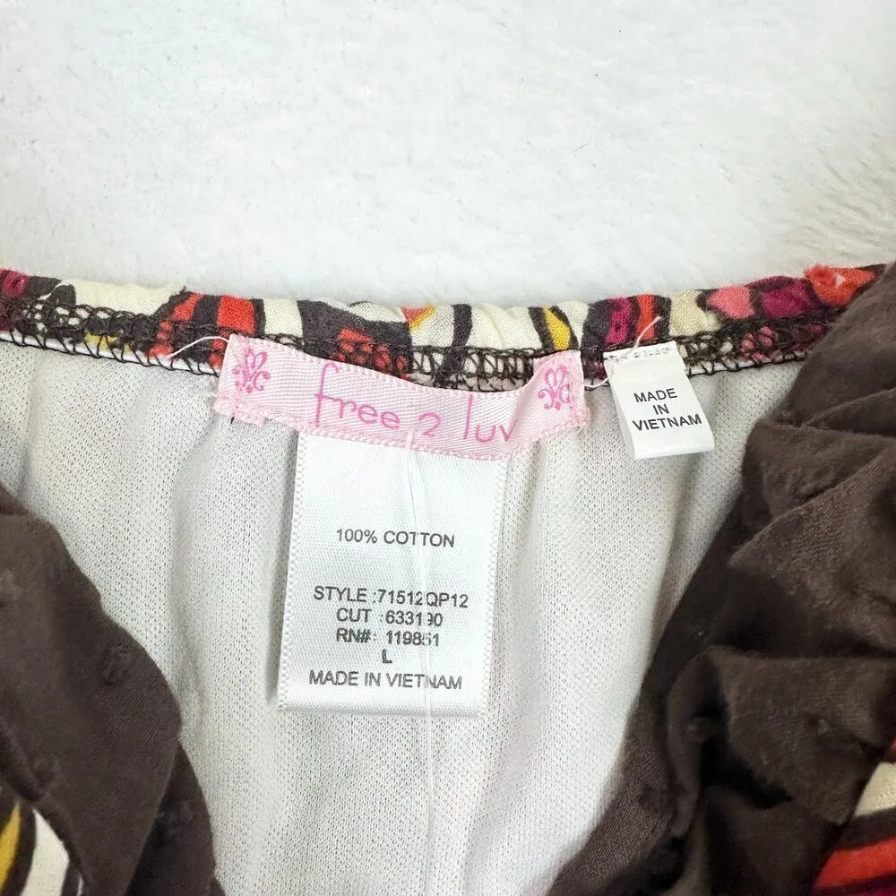 Vintage Y2K Babydoll Top Size Large Deadstock Paisley Floral Tie Back Lined Brown - Image 6