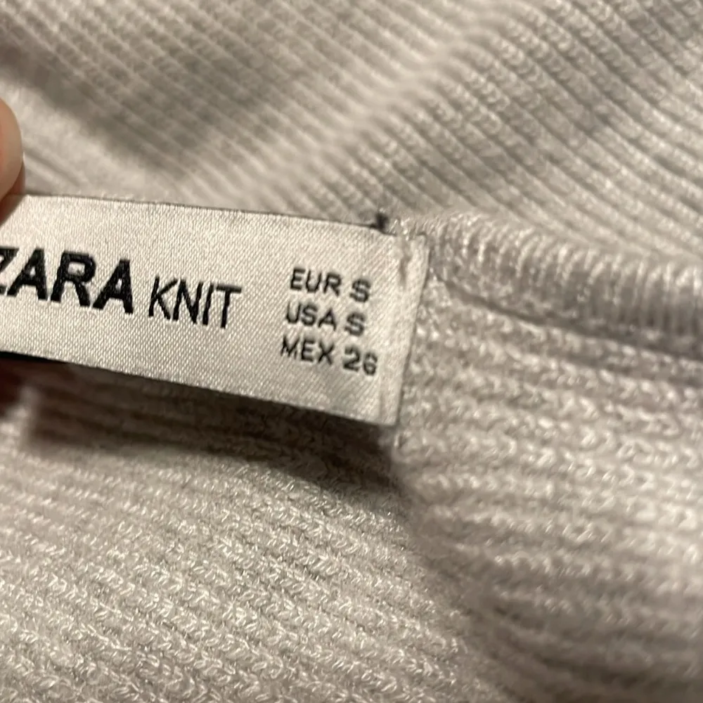 Zara Knit Grey Cropped Tie Sleeve Sweater S - Image 8