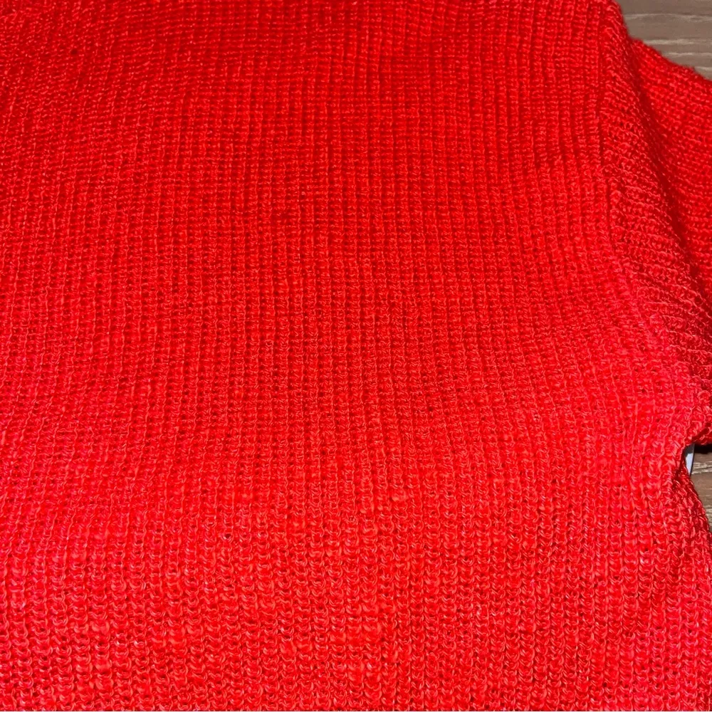 Eileen Fisher Short Sleeve Orange Organic Cotton Linen Sweater M Loose‎ Fit Boxy - Image 8