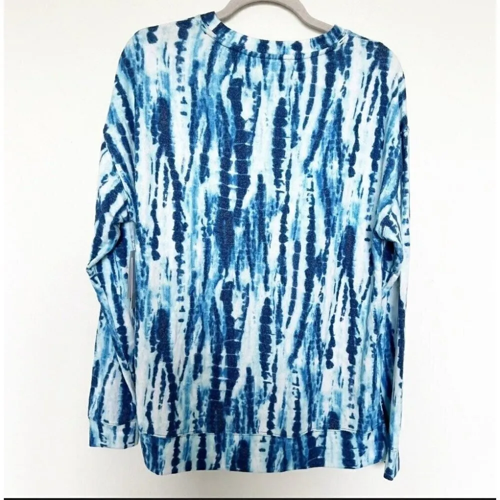 sweater tunic top leggings wear NORDSTROM BP tie dye Blue MEDIUM Hi Low NWT - Image 8