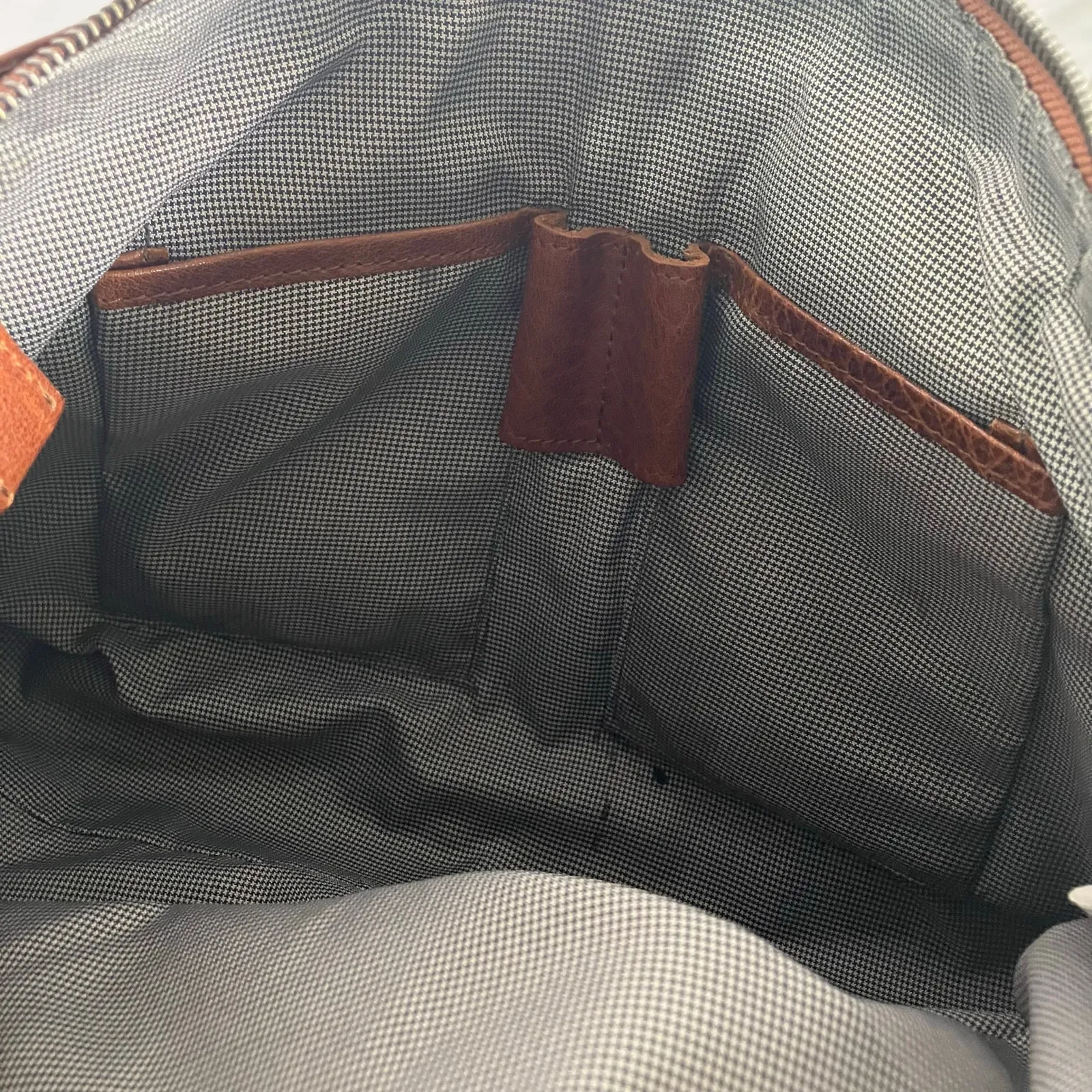 Spikes & Sparrow Brown Leather Tote Bag Shoulder Purse Zip Top Dual Straps - Image 3