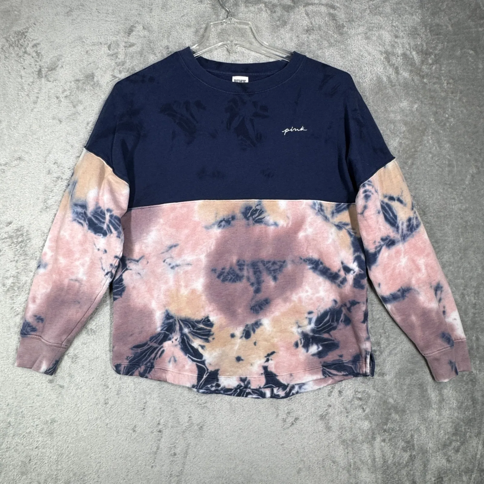 Victorias‎ Secret PINK Love Pink Sweatshirt Womens S Tie Dye Colorblock Pullover - Image 2