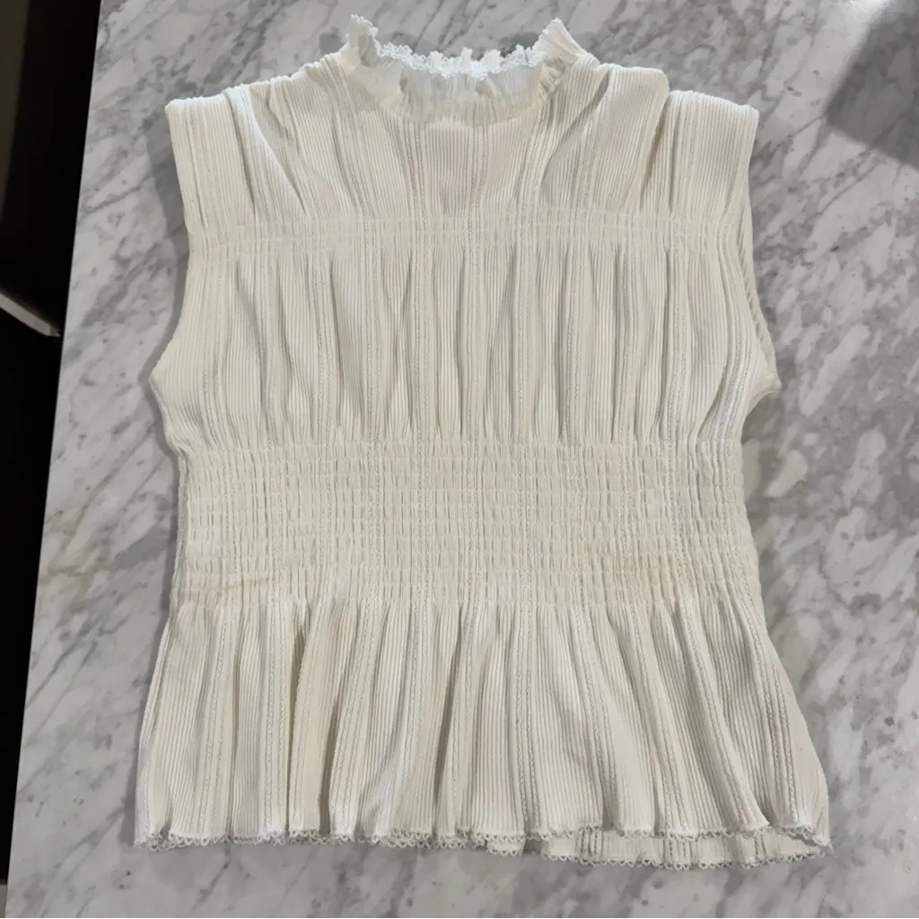 Sandro Corinne Peplum Smocked Top - Image 3