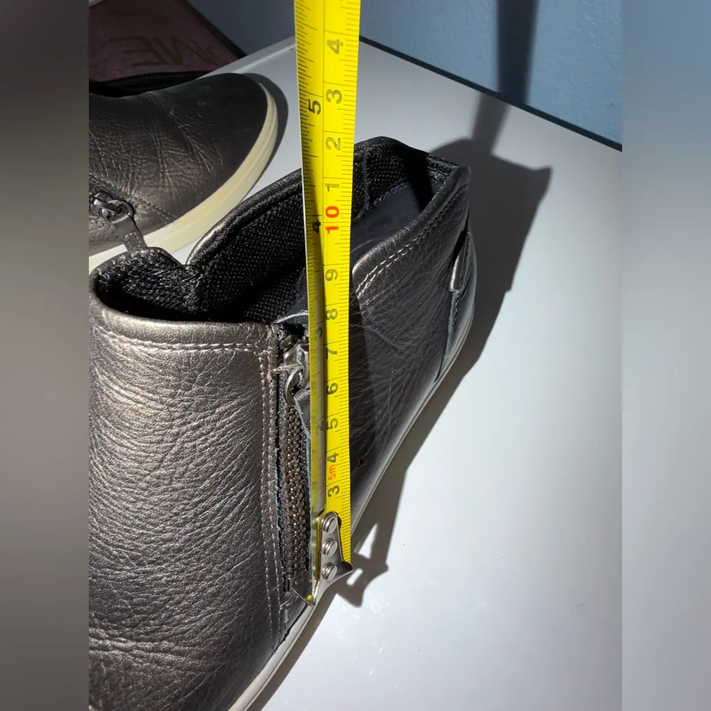 ECCO Soft 7 Women’s Leather Zip Bootie Metallic Olive Gray Size 7 W - Image 13