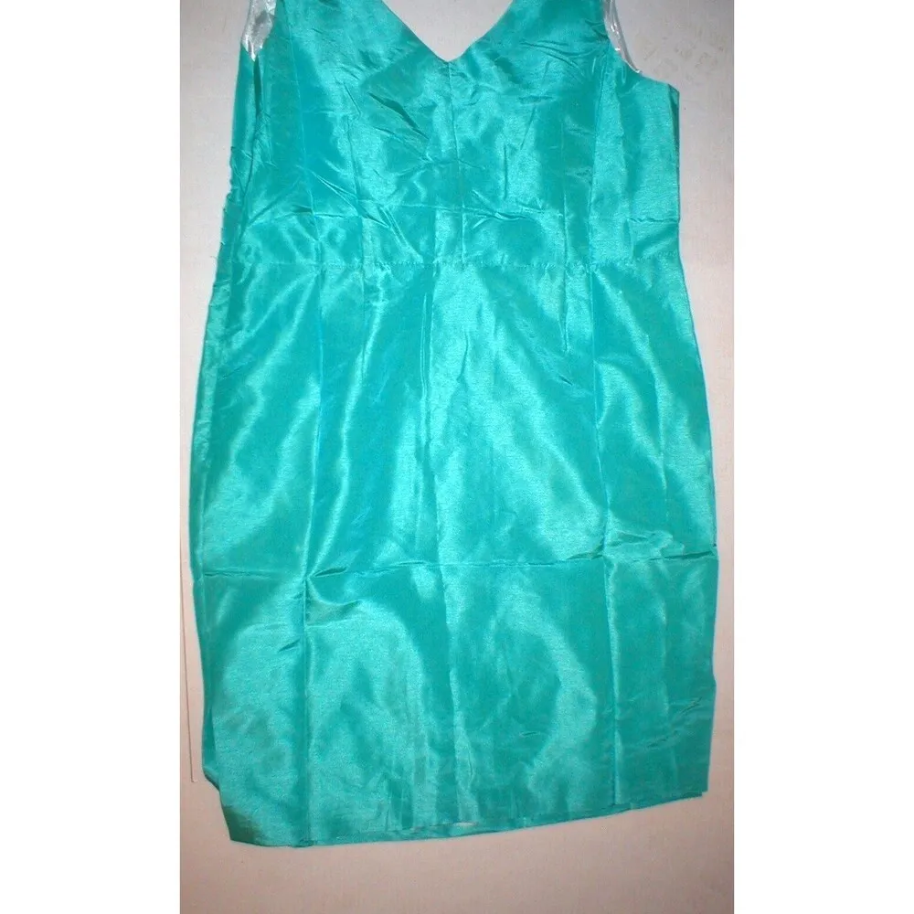 New Womens Ashley Stewart Dress 16 Faux Wrap Green Sheen Sleeveless Nice Occasio - Image 8