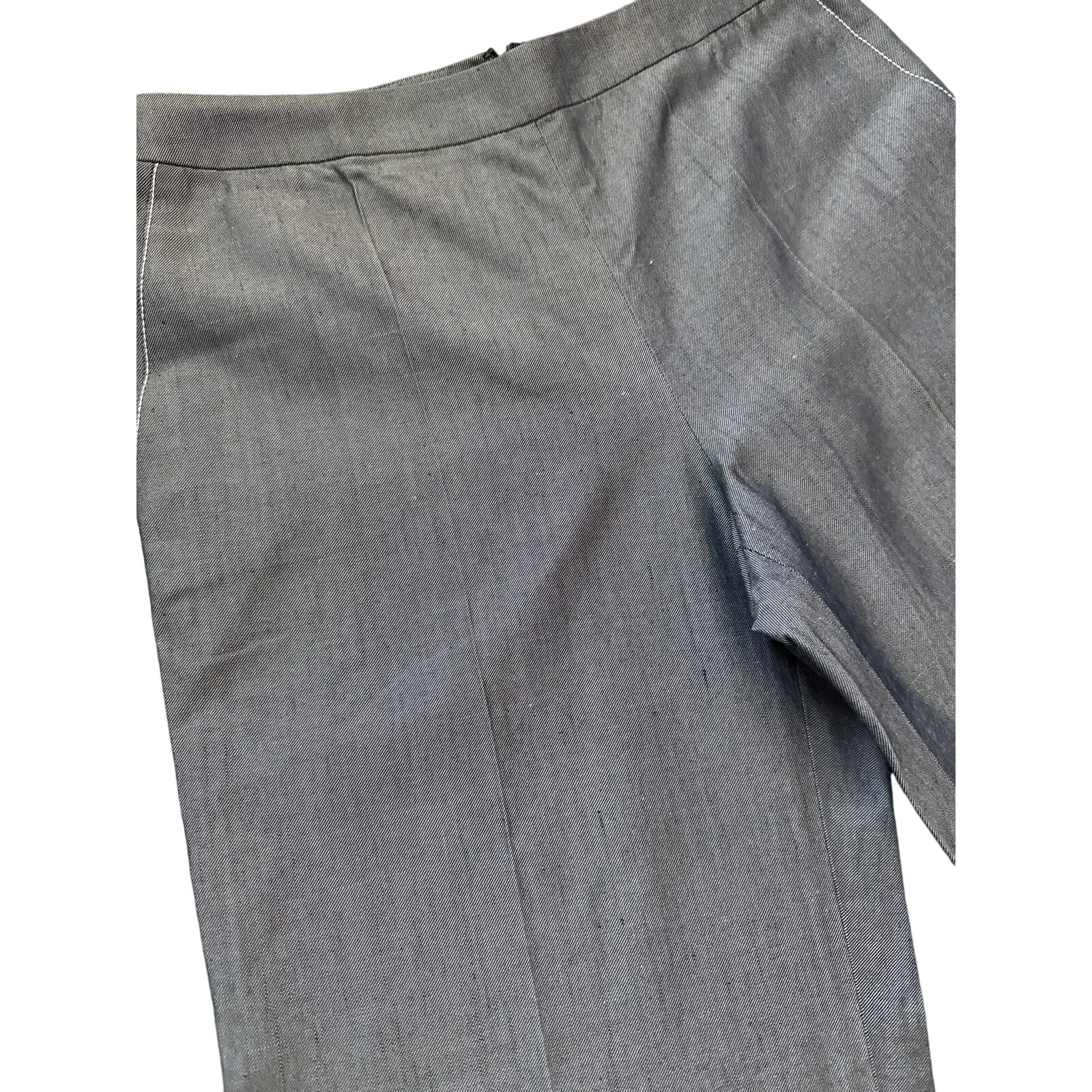 Carolina Herrera Silk Wide Leg Zip Back Pants Side Stitching Silver/Gray Size 6 - Image 11