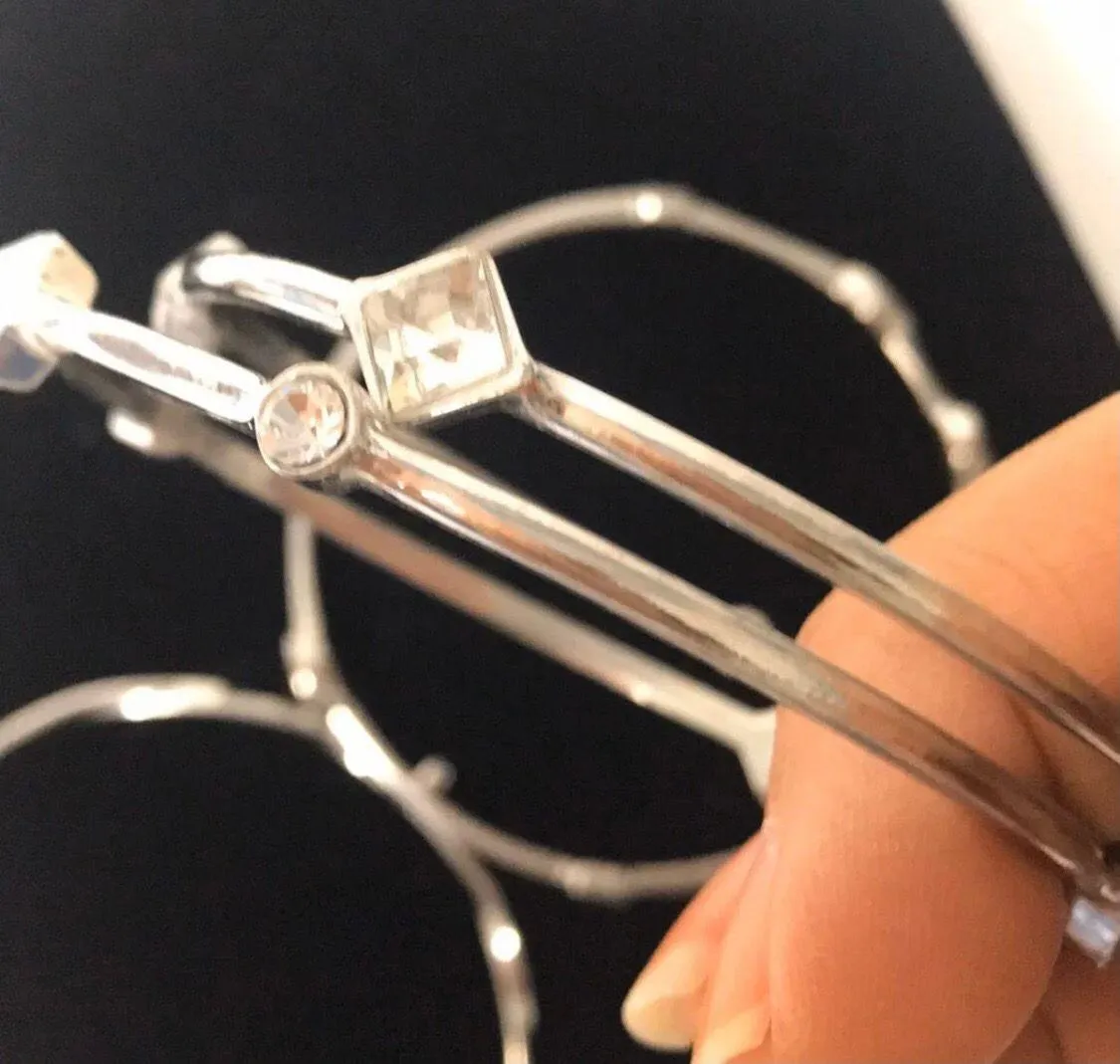 5Twisted Silvery Bangle Bracelets NWOT Silver - Image 3