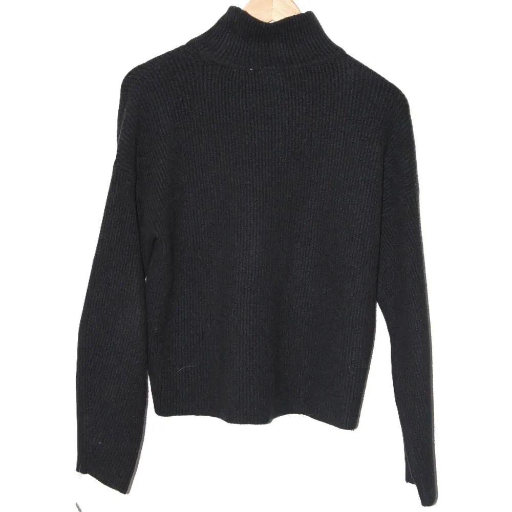Abercrombie & Fitch Womens  Black Ribbed Chunky Knit Mock Neck Sweater Size Small - Image 2