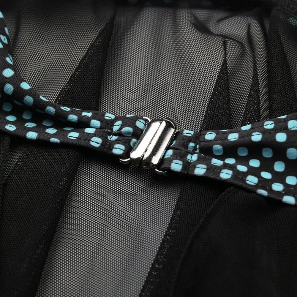 Polka Dots Print Swimsuits Mesh Swimdress Tankini Front Twist Swimwear NWOT Green Size 3X - Image 4