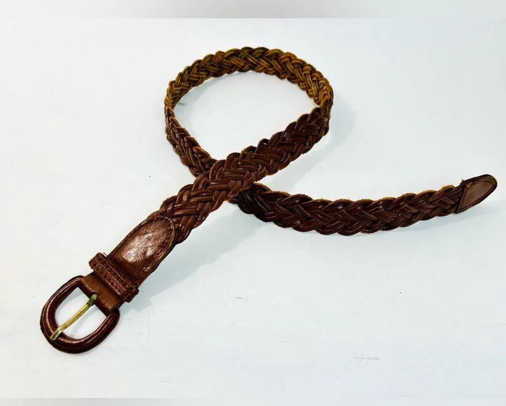 Brown Woven Leather Belt 38” - Image 3