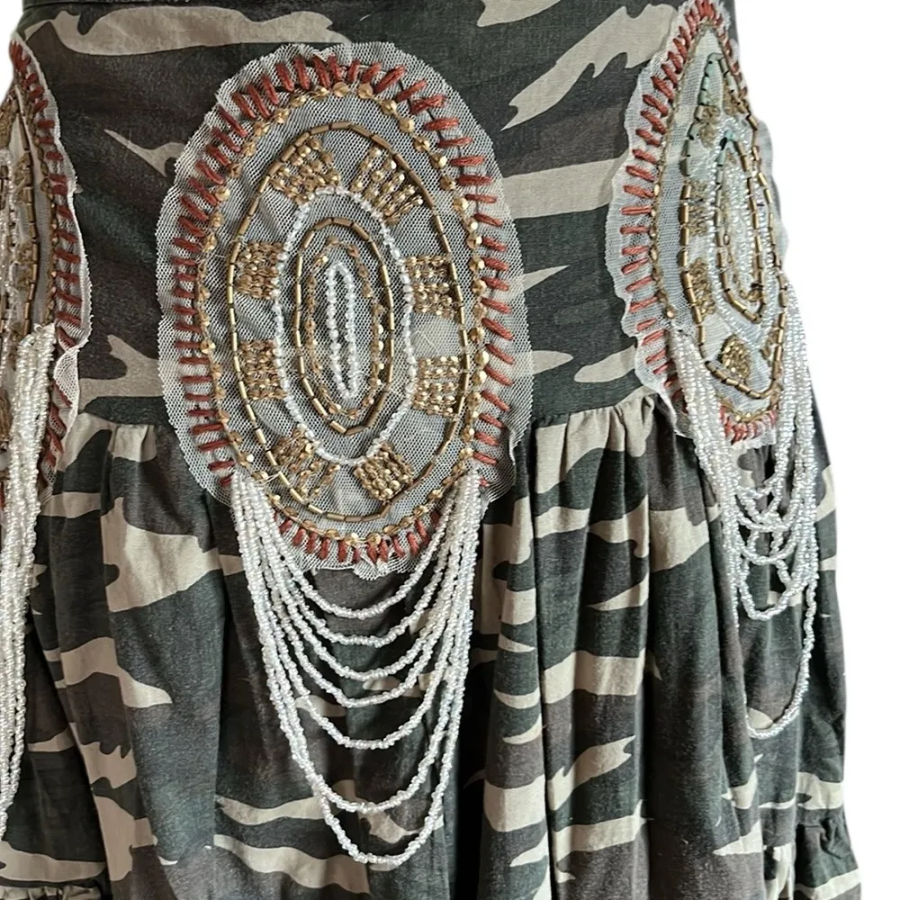 Spy Zone Exchange Camo A Line Skirt With Embellished Waist Line Green - Image 12